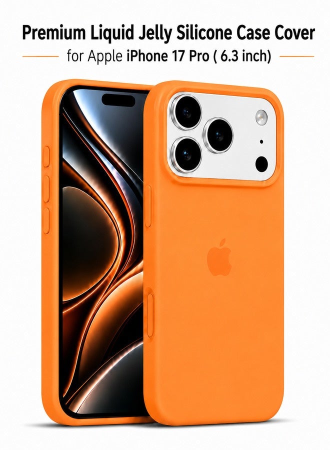في آر كرييتيف غطاء حماية من السيليكون السائل لهاتف Apple iPhone 17 Pro مع بطانة من الألياف الدقيقة، غطاء خلفي رفيع من TPU الناعم المقاوم للصدمات - برتقالي - Image 1
