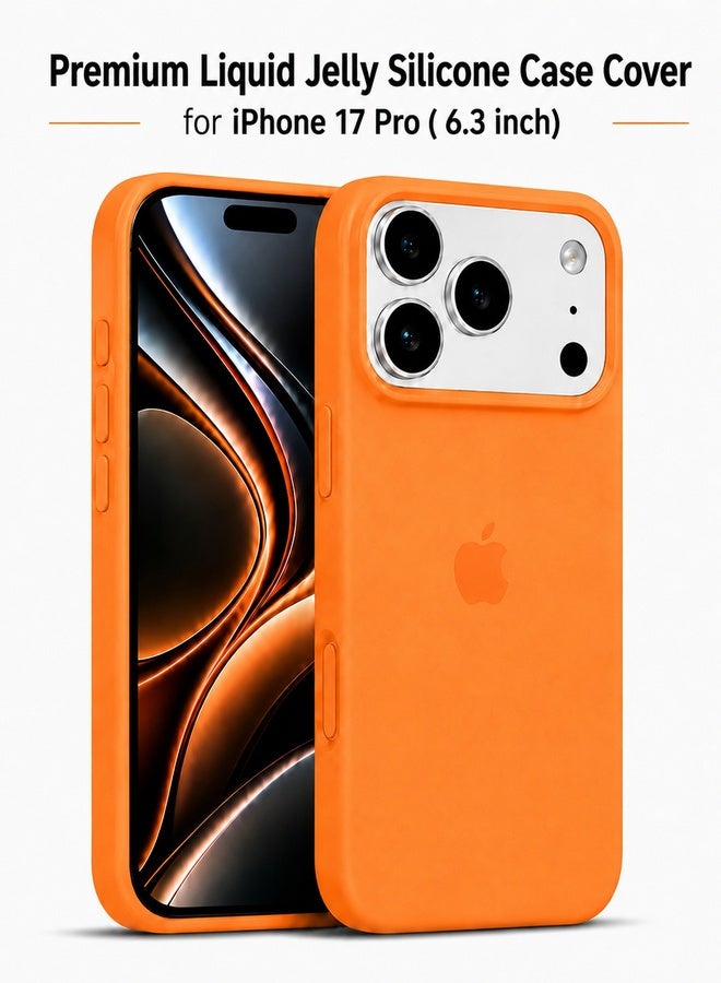 VR CREATIVE Apple iPhone 17 Pro Liquid Silicone Protective Case Cover with Microfiber Lining, Slim Shockproof Soft TPU Back Cover - Orange - Image 1