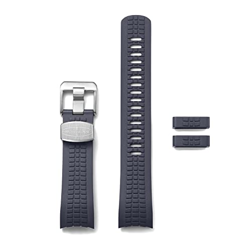 Crafter Blue CB11 Curved End Watch Band Rubber Strap Replacement for Seiko SKX series, SRPDxx series and new Seiko Sports 5, Navy Blue - Image 1