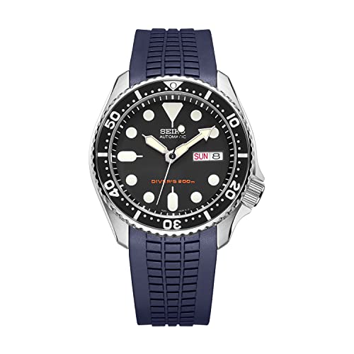 Crafter Blue CB11 Curved End Watch Band Rubber Strap Replacement for Seiko SKX series, SRPDxx series and new Seiko Sports 5, Navy Blue - Image 2