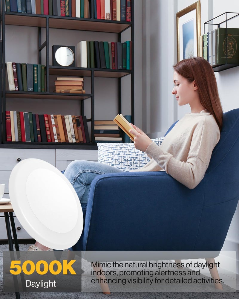 Sunco Lighting Sunco 48 Pack LED Disc Lights Ceiling 6 Inch, Flush Mount Disk Light, Recessed Can Lighting, 1050 LM, 15W (75W Equivalent), 5000K Daylight, Dimmable, Damp Rated ETL. - Image 4