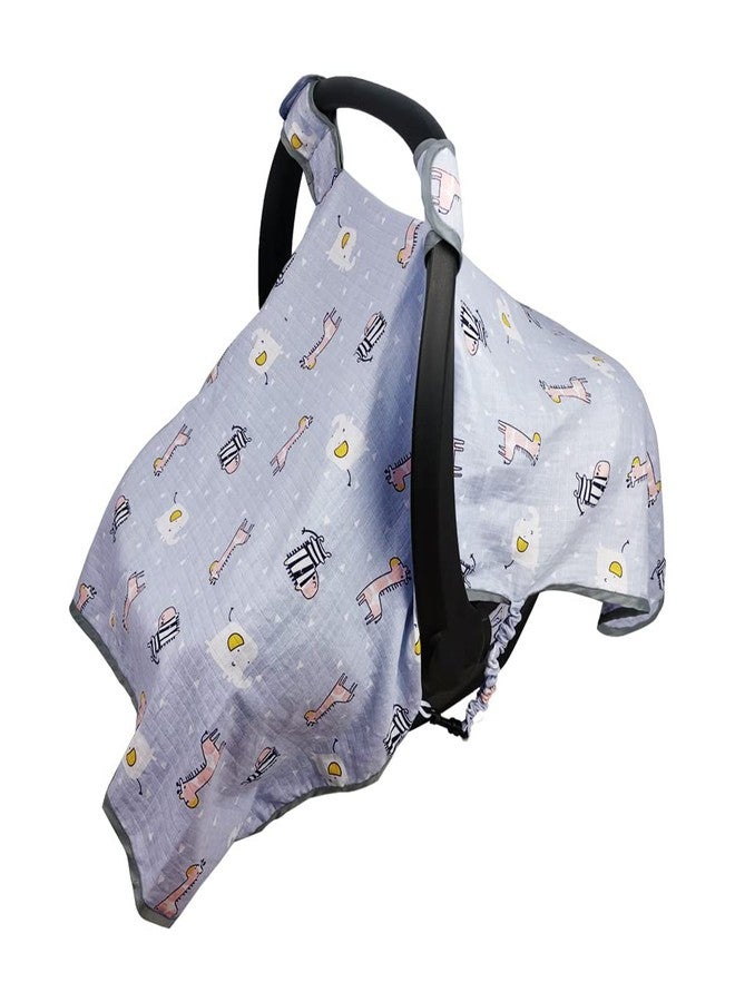 ICOPUCA Car seat Covers for Babies, Kick-Proof carseat Cover Girls/boy, carseat Canopy of Light Weight Muslin, Breathable, fit Summer/Autumn/Spring, Animal Giraffe/Zebra/Elephant; - Image 1