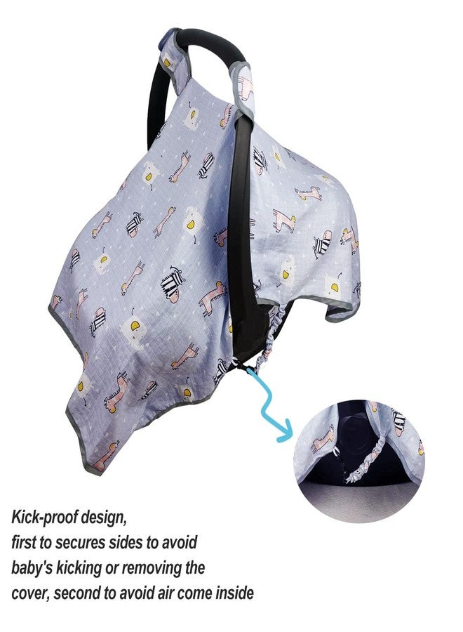 ICOPUCA Car seat Covers for Babies, Kick-Proof carseat Cover Girls/boy, carseat Canopy of Light Weight Muslin, Breathable, fit Summer/Autumn/Spring, Animal Giraffe/Zebra/Elephant; - Image 5