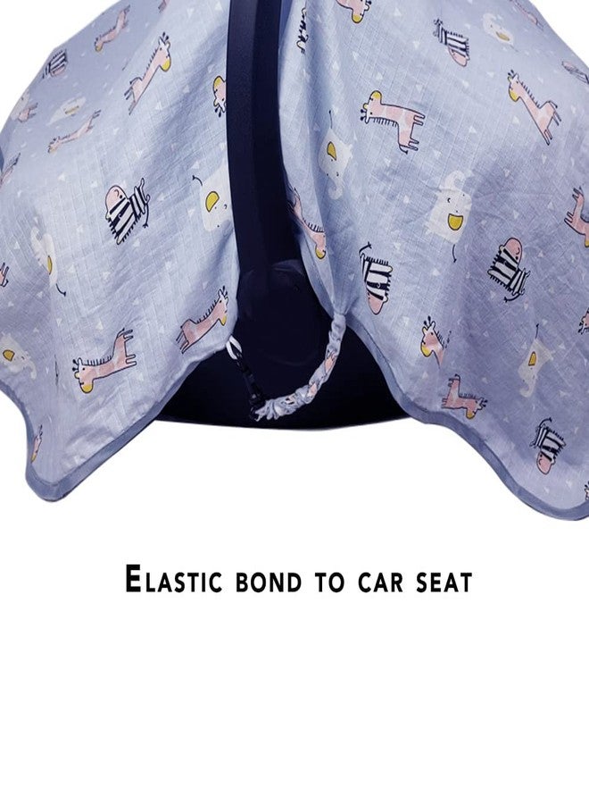ICOPUCA Car seat Covers for Babies, Kick-Proof carseat Cover Girls/boy, carseat Canopy of Light Weight Muslin, Breathable, fit Summer/Autumn/Spring, Animal Giraffe/Zebra/Elephant; - Image 2