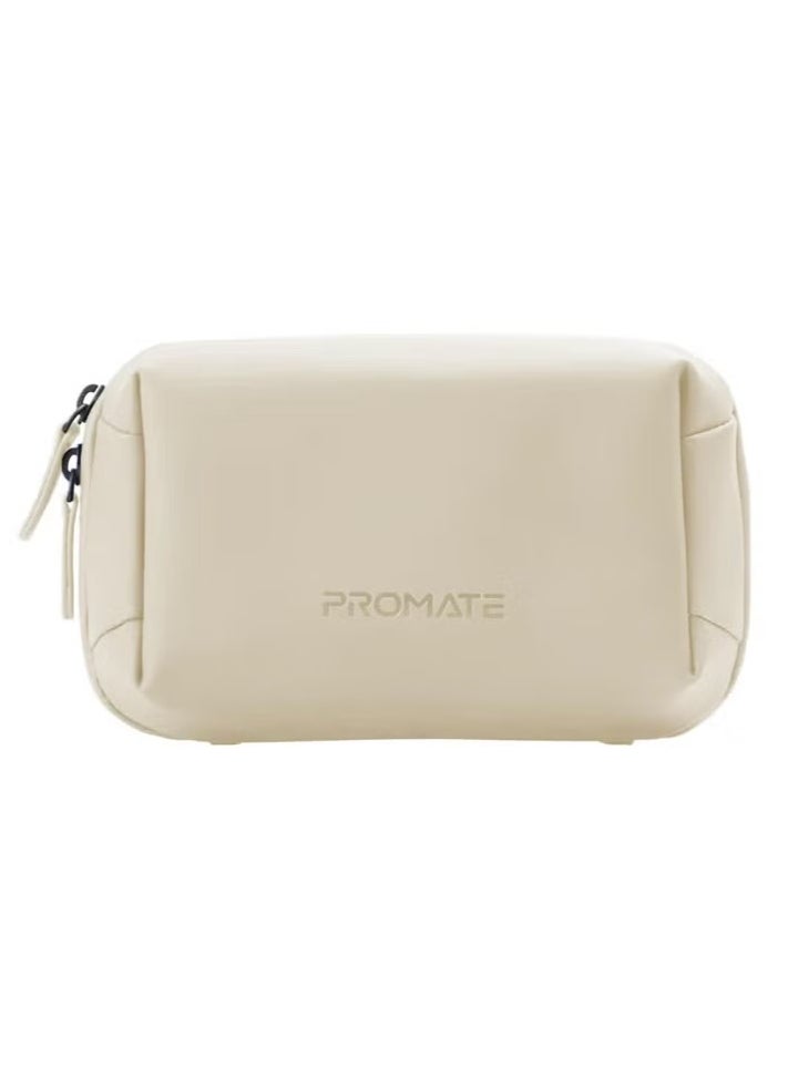 PROMATE - Compact Tech Essential Organizer Pouch Bag with Multiple Compartments white - Image 1