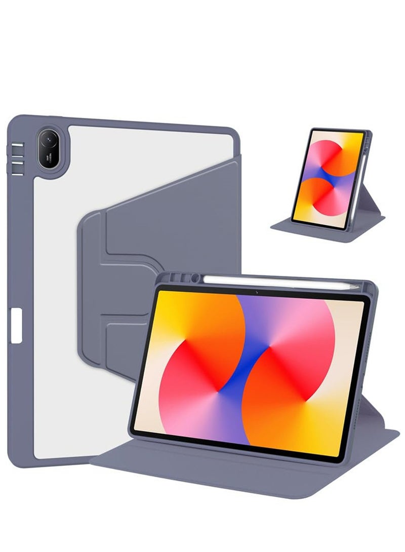 Clear Case Compatible with Huawei MatePad SE 11 Inch 2024 Acrylic Transparent Rotating Protective Case Multi-View Stand with Pen Slot Auto Sleep/Wake (Purple) - Image 1