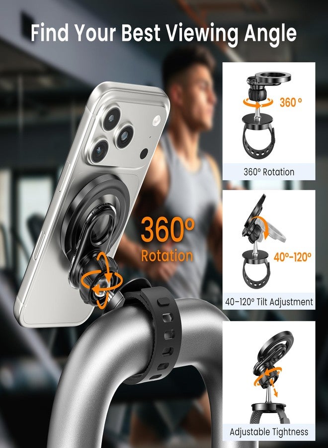 Itramax Stroller Phone Holder Mount,360° Magnetic Phone Mount with Adjustable Strap,Gym Bike Handlebar Holder for Magsafe iPhone 17 16 15 14 13 12,Smartphones,Peloton,Treadmill,Pram,Shopping Golf Cart - Image 5