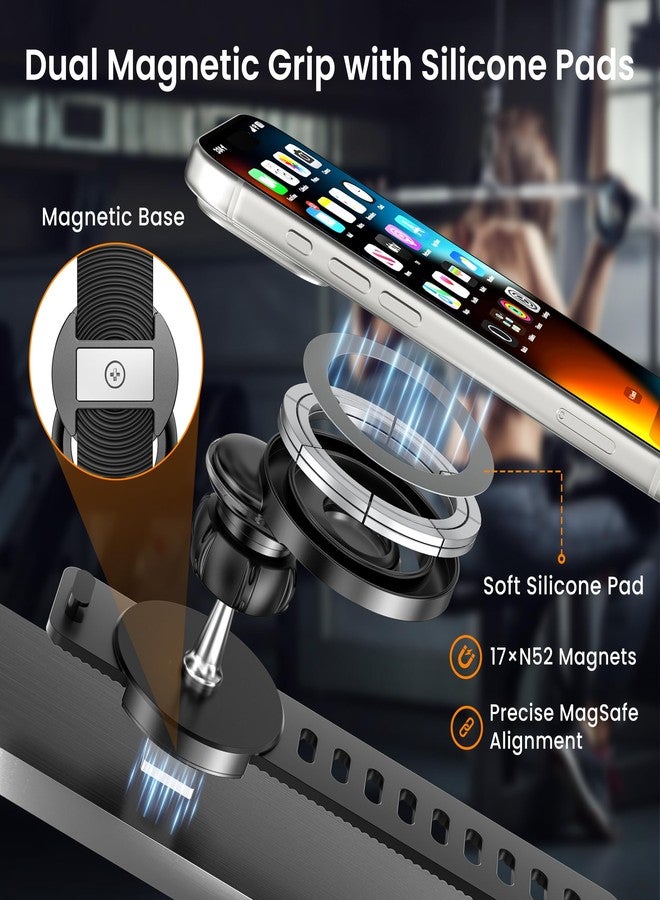 Itramax Stroller Phone Holder Mount,360° Magnetic Phone Mount with Adjustable Strap,Gym Bike Handlebar Holder for Magsafe iPhone 17 16 15 14 13 12,Smartphones,Peloton,Treadmill,Pram,Shopping Golf Cart - Image 4
