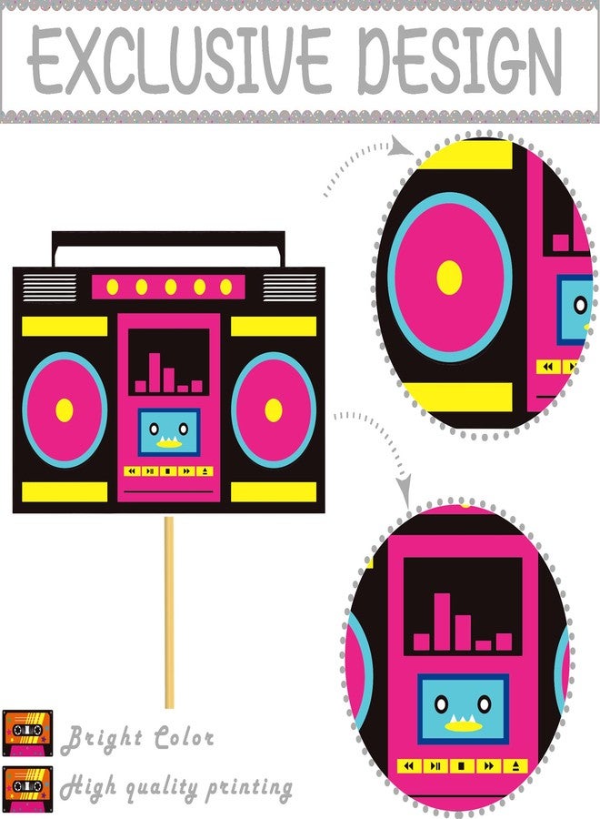 اوموني أعواد تزيين طاولة على شكل شريط كاسيت، 22 قطعة، زينة حفلات مستوحاة من ثمانينيات القرن الماضي، قطع مركزية على شكل شريط كاسيت راديو كلاسيكي، مثالية لحفلات أعياد الميلاد المستوحاة من موسيقى الهيب هوب في الثمانينيات والتسعينيات. - Image 4