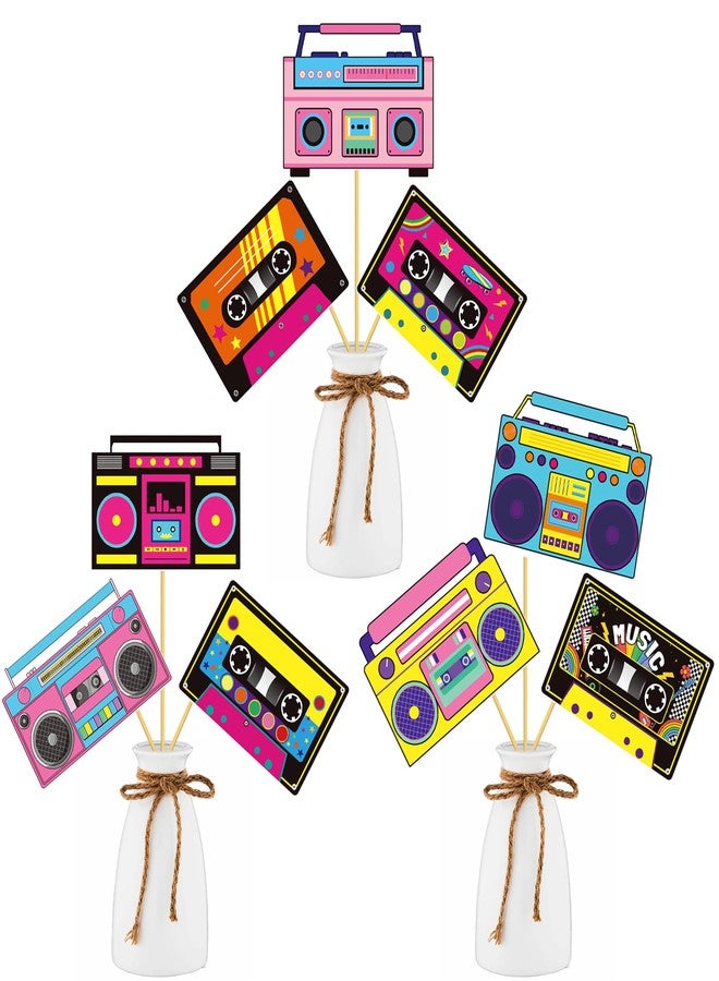 اوموني أعواد تزيين طاولة على شكل شريط كاسيت، 22 قطعة، زينة حفلات مستوحاة من ثمانينيات القرن الماضي، قطع مركزية على شكل شريط كاسيت راديو كلاسيكي، مثالية لحفلات أعياد الميلاد المستوحاة من موسيقى الهيب هوب في الثمانينيات والتسعينيات. - Image 1