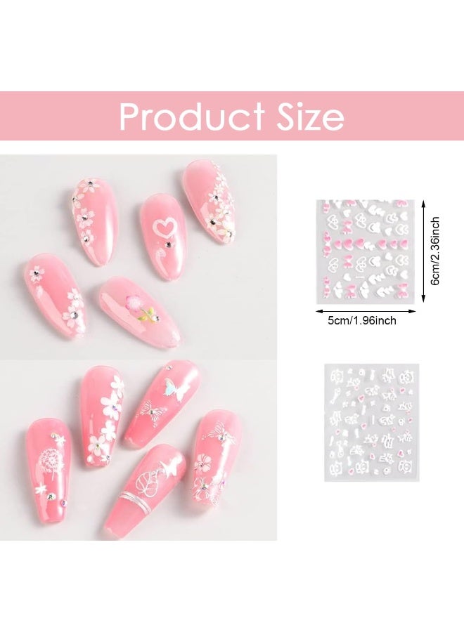 ماي كرييت MAYCREATE® 30 ورقة زهرة مسمار الفن ملصقات 3D ملصقات الأظافر ذاتية اللصق زهرة بيضاء مع أحجار الراين الشارات مسمار الفن تصاميم الزهور ملصق لزينة الأظافر - Image 3