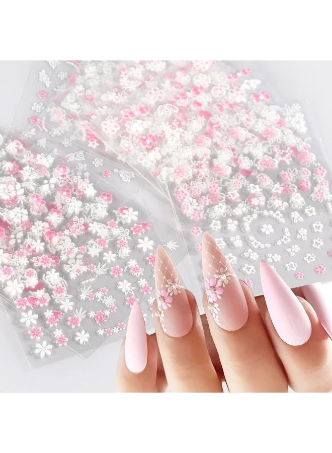 ماي كرييت MAYCREATE® 30 ورقة زهرة مسمار الفن ملصقات 3D ملصقات الأظافر ذاتية اللصق زهرة بيضاء مع أحجار الراين الشارات مسمار الفن تصاميم الزهور ملصق لزينة الأظافر - Image 1
