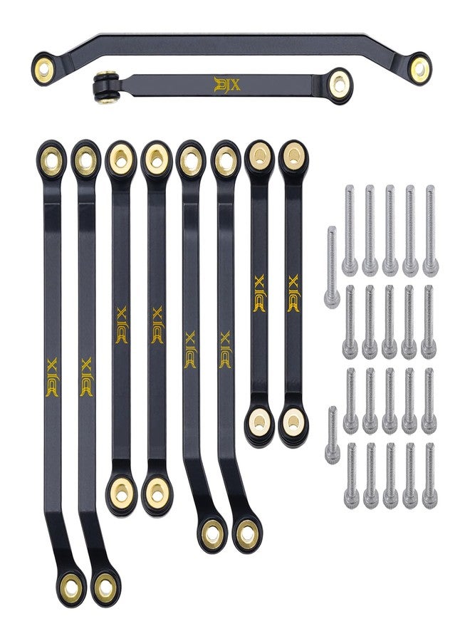 DJX 10PCS Aluminum High Clearance Links Set Front and Rear Link with Steering Link for Redcat Ascent-32 1/32 Scale RC Rock Crawler Car Upgrades Parts (Black) - Image 2
