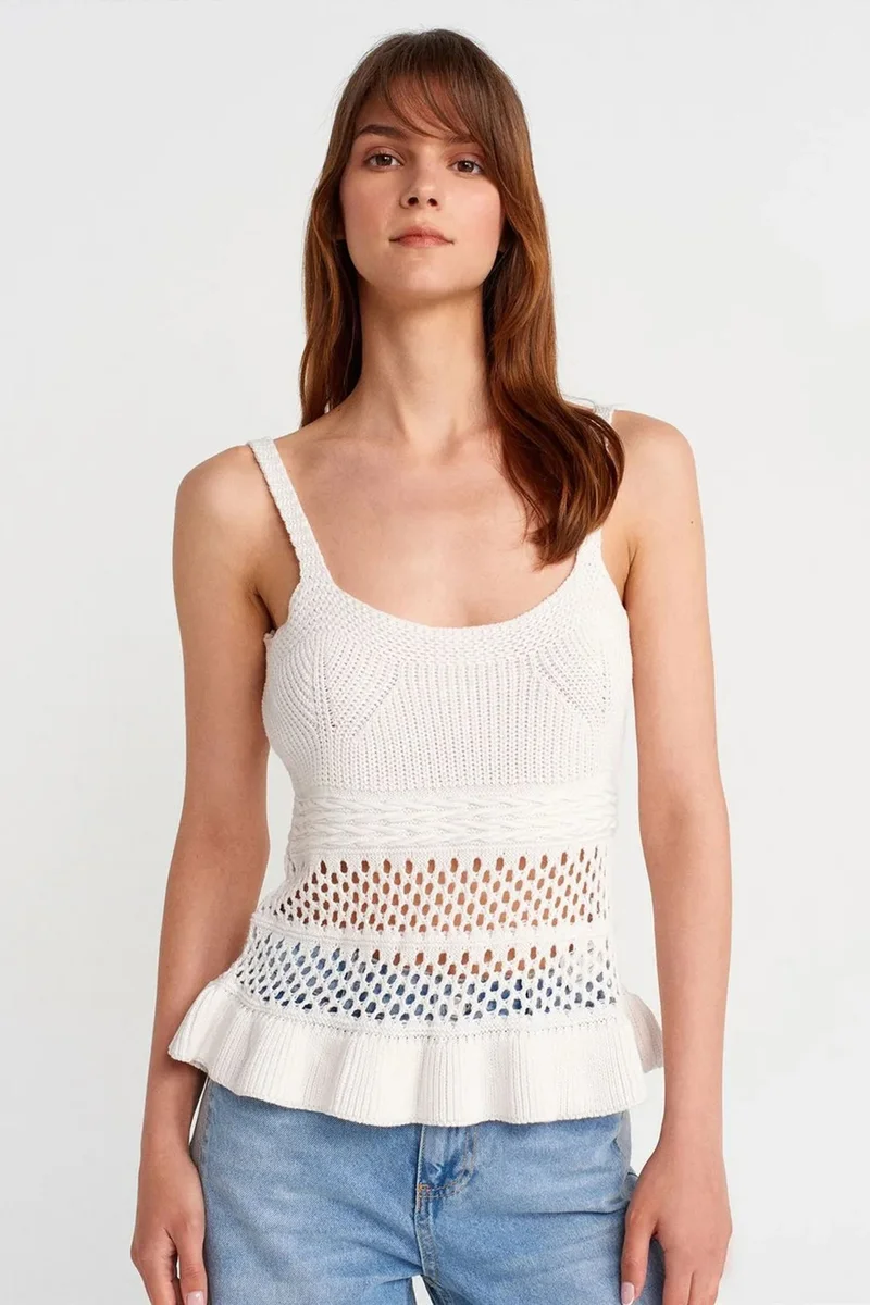 DILVIN Fitted Ribbed Knit Cami Blouse