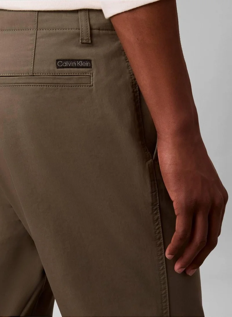 Calvin Klein Dusty Olive Cotton Slim Chino Pants for Men | Best Price UAE