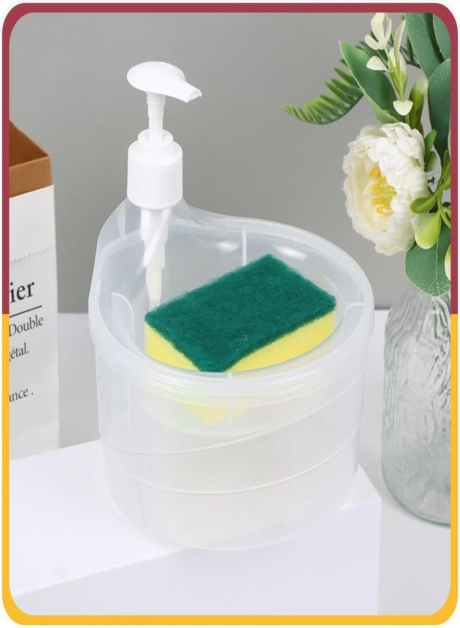 Fixily Double Layer Soap Dispenser for Bathroom Accessories Dishwasher Liquid Holder Liquid Dispenser Pump with Sponge Holder Kitchen Sink Accessories Items(Multi Colour) Plastic (1) - Image 1