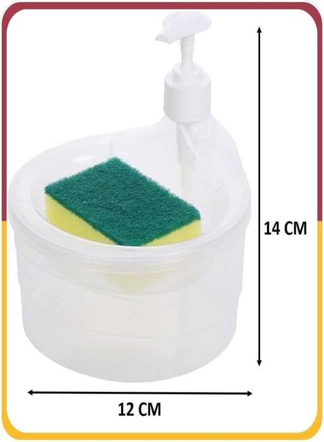 Fixily Double Layer Soap Dispenser for Bathroom Accessories Dishwasher Liquid Holder Liquid Dispenser Pump with Sponge Holder Kitchen Sink Accessories Items(Multi Colour) Plastic (1) - Image 2