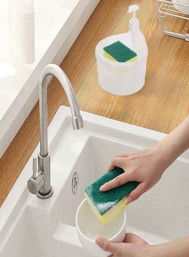 Fixily Double Layer Soap Dispenser for Bathroom Accessories Dishwasher Liquid Holder Liquid Dispenser Pump with Sponge Holder Kitchen Sink Accessories Items(Multi Colour) Plastic (1) - Image 5