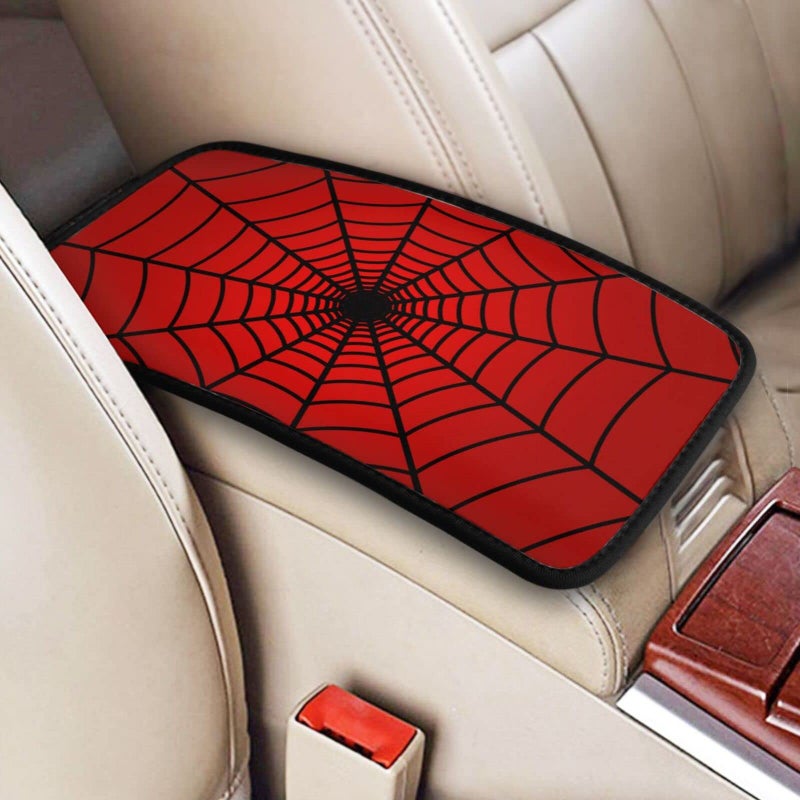 YANGDADA Red Spider Web Auto Center Console Cover Pad Car Armrest Seat Box Cover Cushion Universal for Most Vehicle SUV Truck Car Accessories Decor - Image 3