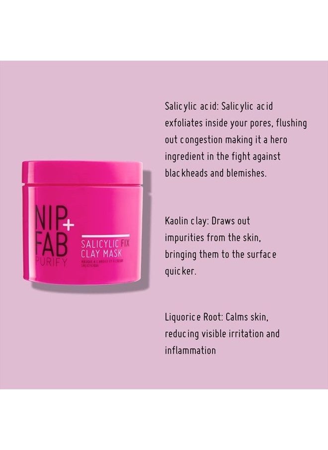 NIP+FAB Nip + Fab Salicylic Fix Clay Mask for Face Purifying Cleansing Facial Mask to Minimize Pores Oil Control Brighten Skin Target Blemishes, 5.7 ounces  - Image 2