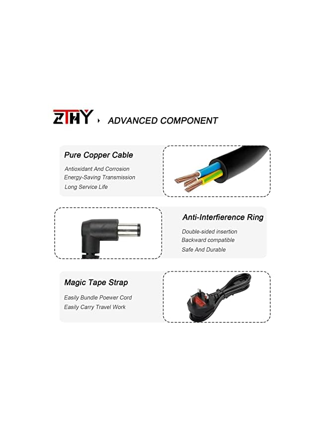 ZTHY 65W 18.5V 3.5A Laptop Charger Replacement For Hp Pavilion Dv7 Dv6 G6 G7 Dv5 Dv4 Dm4 G62 G72 Ac Adapter Power Supply Cord - Image 4