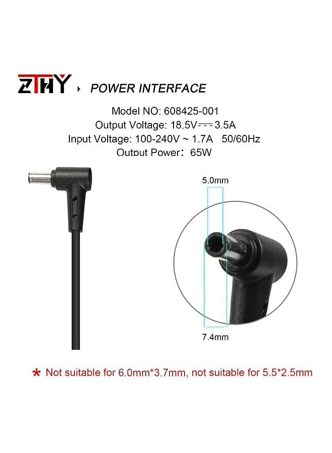 ZTHY 65W 18.5V 3.5A Laptop Charger Replacement For Hp Pavilion Dv7 Dv6 G6 G7 Dv5 Dv4 Dm4 G62 G72 Ac Adapter Power Supply Cord - Image 2
