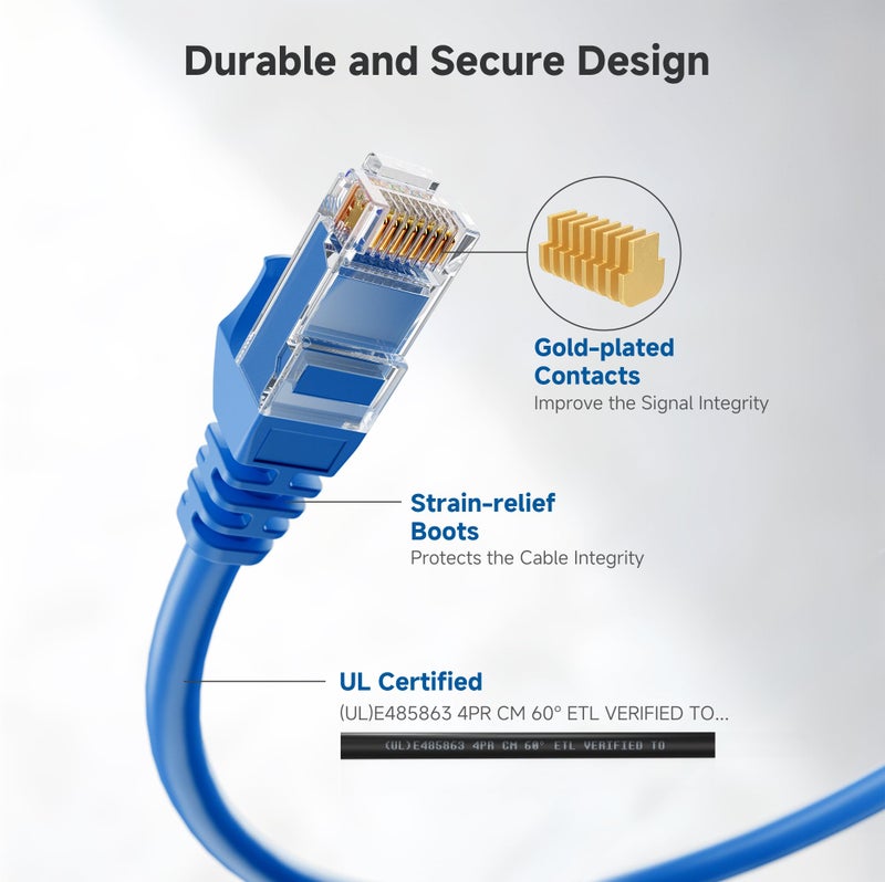 Cable Matters 10Gbps Snagless Cat 6 Ethernet Cable - 25ft, Cat 6 Cable, Cat6 Cord, Ethernet Cord, Blue - Image 4