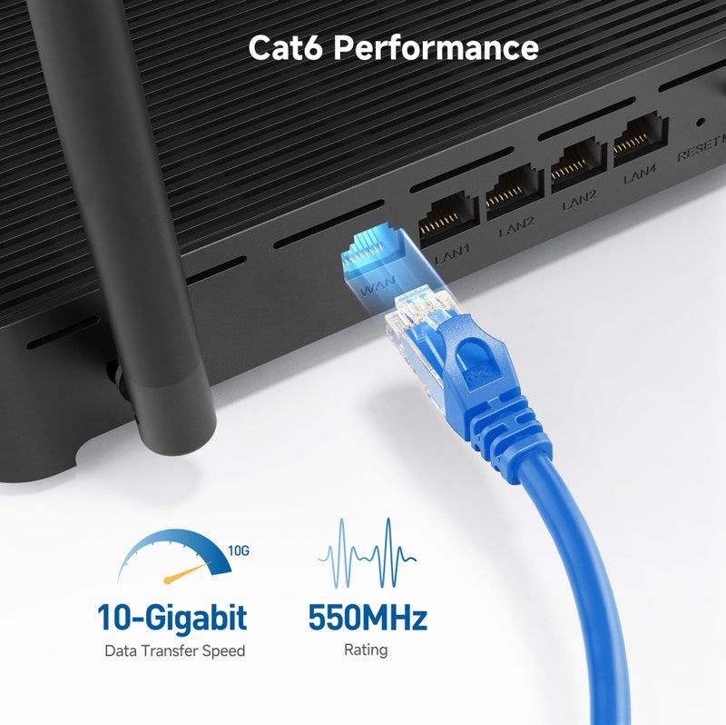 Cable Matters 10Gbps Snagless Cat 6 Ethernet Cable - 25ft, Cat 6 Cable, Cat6 Cord, Ethernet Cord, Blue - Image 3