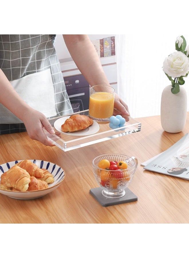 TPGP Multi-Purpose Acrylic Organizer Tray 26.7x 15.2 Cm for Bathroom Sink Countertops, Dresser Tops, Toilet, Perfume, Soap, Rings, Earrings and Necklace Small Decorative Tray for Home  - Image 2