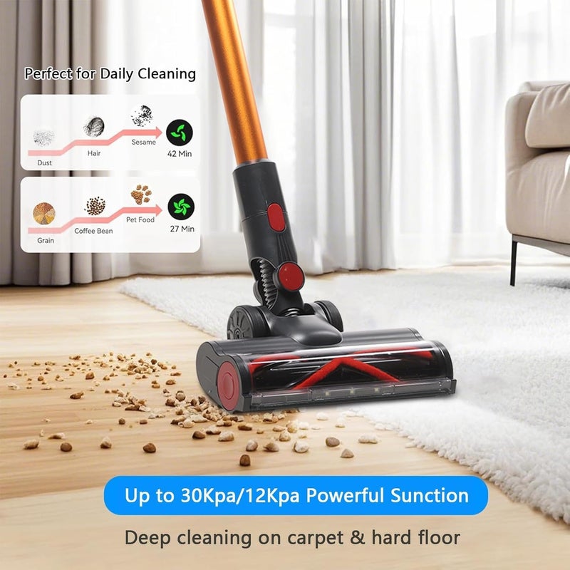 TDOO Lightweight 6 in 1 Vacuum Cleaner, 30KPA/Up to 42Mins, LED Display, Stick Vacuum with Powerful Suction, Anti-tangle, Rechargeable Vacuum Cleaners for Home Pet Hair Carpet Hard Floors - Image 2