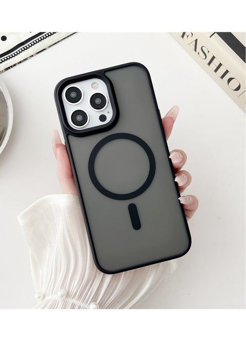 iPhone 15 Pro Max Case, Matte Protective Back Cover with Magsafe Case for iPhone 15 Pro Max Black 6.7"