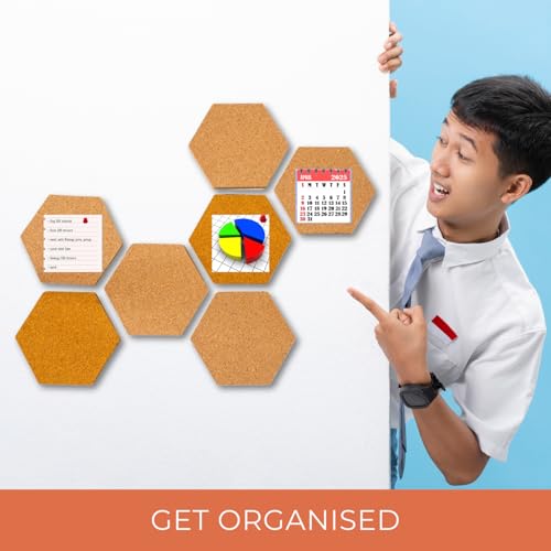 HAMELIN Bee Hive Hexagonal Cork Pinboard for Home Office Classroom | Self-Adhesive Tiles Bulletin Reminder Board, Soft Board | Vision Board For Manifestation | Set of 7 | 20 x 10 x 1 cm | Black - Image 5