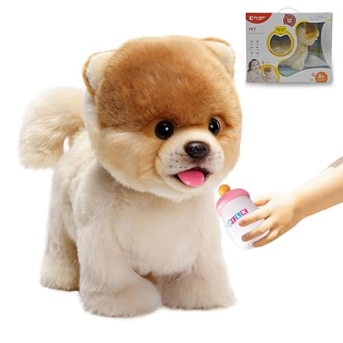 CU-MATE CUMATE 12 Electric Plush Pomeranian Dog Toys Electronic Stuffed Animal Dog Toy Interactive Wuffy Robot Puppy Walking Talking Barking Wagging Tail Gifts for Boys and Girls - Image 1