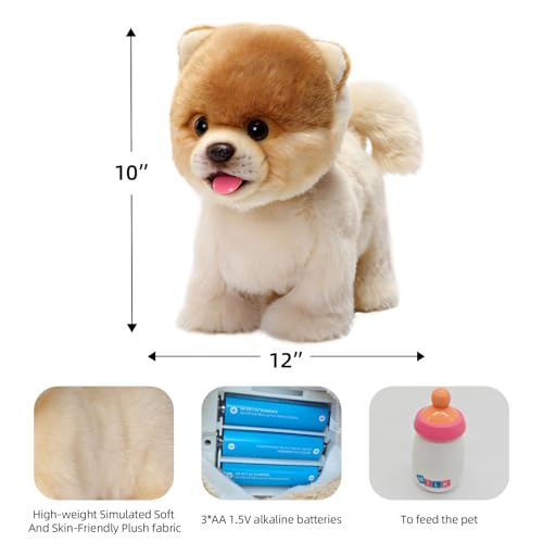 CU-MATE CUMATE 12 Electric Plush Pomeranian Dog Toys Electronic Stuffed Animal Dog Toy Interactive Wuffy Robot Puppy Walking Talking Barking Wagging Tail Gifts for Boys and Girls - Image 5