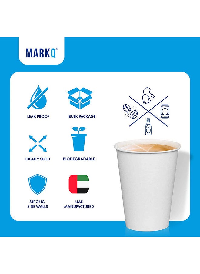 MARKQ [50 كوب] 12 أونصة. أكواب ورقية بيضاء - شوكولاتة ساخنة، كاكاو، ماء، فناجين قهوة يمكن التخلص منها  - Image 3