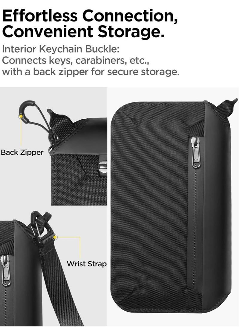 Spigen - Passport Holder Pouch Wallet for Family, Travel Accessories Documents Organizer Protector Card Cover with RFID Blocking, SIM Card Holder and Eject Pin, Wrist strap, up to 4 Passports - Black - Image 1