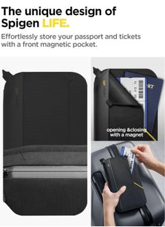 Spigen Passport Holder Pouch Wallet for Family, Travel Accessories Documents Organizer Protector Card Cover with RFID Blocking, SIM Card Holder and Eject Pin, Wrist strap, up to 4 Passports - Black  - Image 2