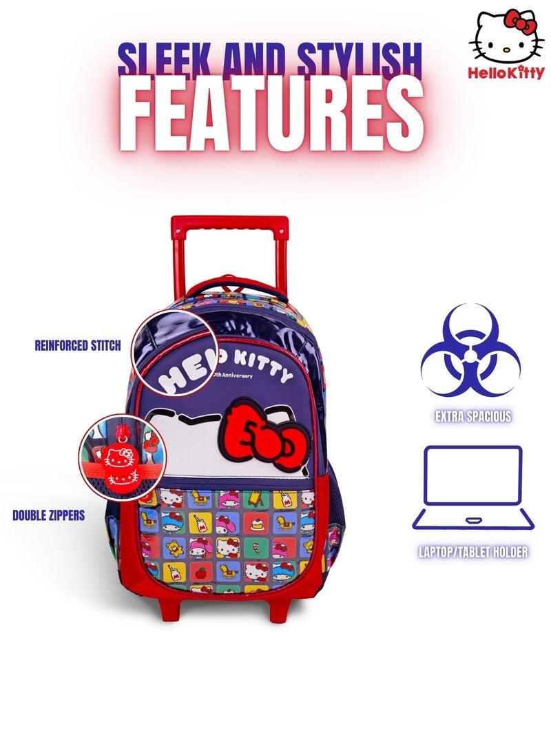 Sanrio Hello Kitty Adorable Kitty Rolling School Backpack 16-Inch for Girls | Trolley School Bag with Wheels | Large Capacity Kids Rolling Backpack | Travel & School Luggage Bag - Image 5