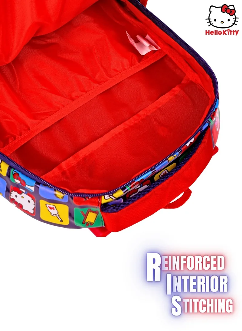 Sanrio Red & Blue Sanrio Hello Kitty Adorable Kitty Rolling School Backpack 16-Inch for Girls | Trolley School Bag with Wheels | Large Capacity Kids Rolling Backpack | Travel & School Luggage Bag for Women | Best Price UAE