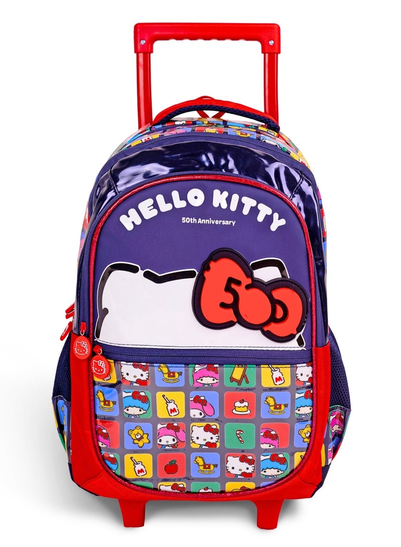 Sanrio Hello Kitty Adorable Kitty Rolling School Backpack 16-Inch for Girls | Trolley School Bag with Wheels | Large Capacity Kids Rolling Backpack | Travel & School Luggage Bag - Image 1