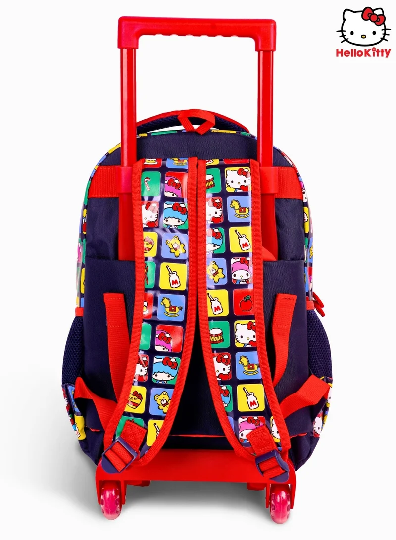 Sanrio Red & Blue Sanrio Hello Kitty Adorable Kitty Rolling School Backpack 16-Inch for Girls | Trolley School Bag with Wheels | Large Capacity Kids Rolling Backpack | Travel & School Luggage Bag for Women | Best Price UAE