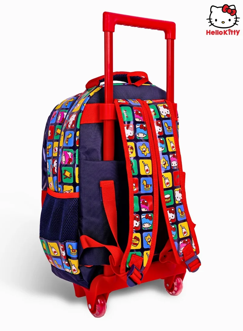 Sanrio Red & Blue Sanrio Hello Kitty Adorable Kitty Rolling School Backpack 16-Inch for Girls | Trolley School Bag with Wheels | Large Capacity Kids Rolling Backpack | Travel & School Luggage Bag for Women | Best Price UAE