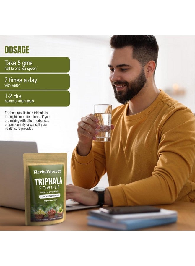 Herbsforever Triphala Churna Powder Traditional Ayurvedic Formulation Supports Detoxification and Rejuvenation Non GMO, Vegan 454 GMS - Image 4