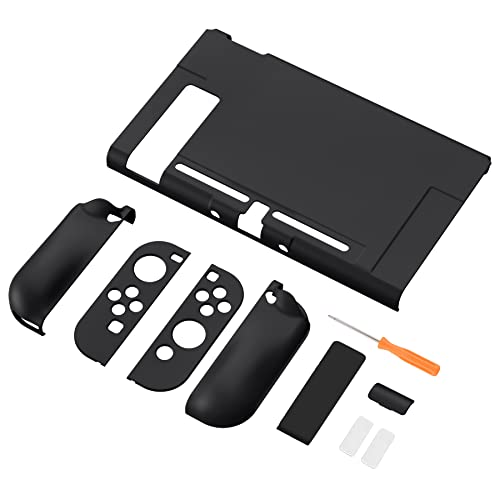 PlayVital Ergonomic Grip Case for Nintendo Switch, Upgraded Protective Hard Case Protector for Switch - Comfort Shock-absorbent Anti-Scratch Dockable Durable Cover Game Accessories, Black - Image 3