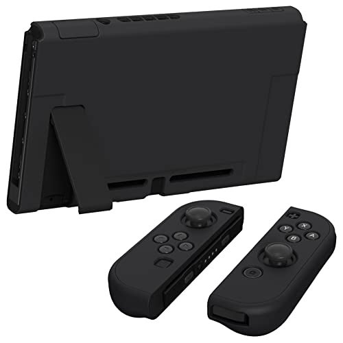 PlayVital Ergonomic Grip Case for Nintendo Switch, Upgraded Protective Hard Case Protector for Switch - Comfort Shock-absorbent Anti-Scratch Dockable Durable Cover Game Accessories, Black - Image 4