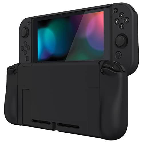 PlayVital Ergonomic Grip Case for Nintendo Switch, Upgraded Protective Hard Case Protector for Switch - Comfort Shock-absorbent Anti-Scratch Dockable Durable Cover Game Accessories, Black - Image 1