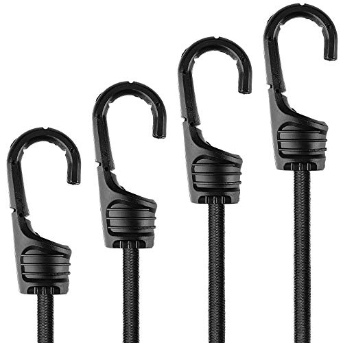 ZHOUBIN 32 Inch Black Bungee Cords with Hooks Heavy Duty, 4 Pcs - Image 1