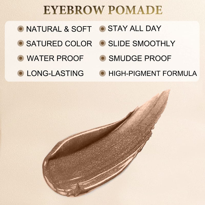 LAVONE Eyebrow Stamp Stencil Kit, Brow Stamp Trio Kit with Waterproof Eyebrow Pencil, Pomade, 20 Eyebrow Stencils, Dual-ended Eyebrow Brush and Sponge Applicator - Soft Brown - Image 2