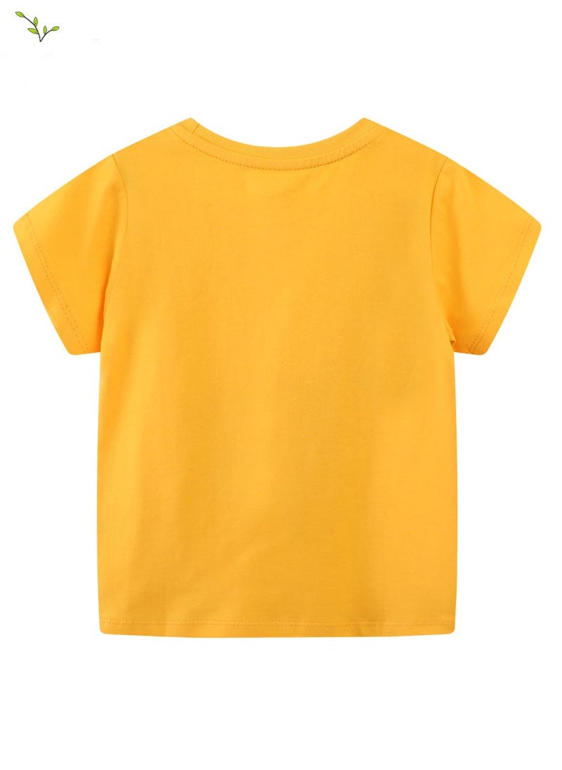 Generic - Unicorn Girl Short Sleeve T-shirt,Summer Yellow Baby Girls' Blouse T-shirt - Image 1