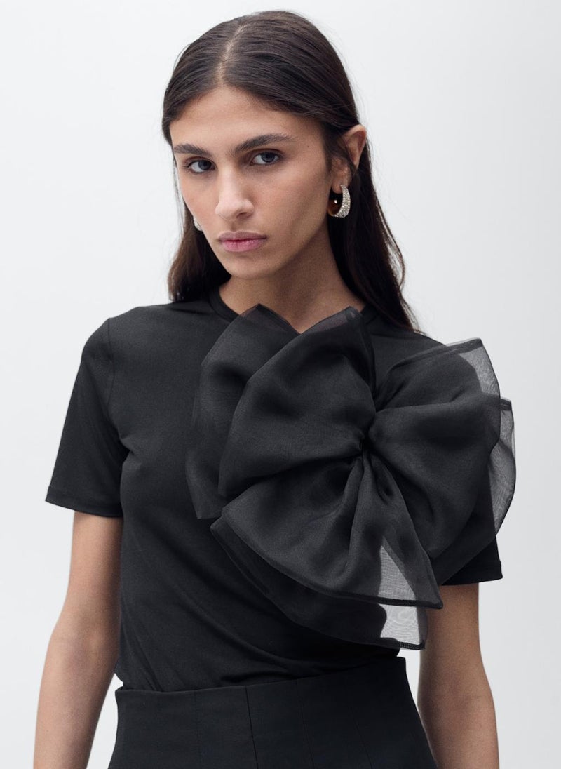 MANGO - Casual Maxi Bow Decoration Short Top - Image 1